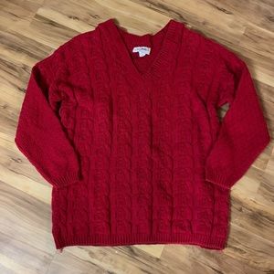 Vintage Jay Jacobs chunky red v-neck sweater